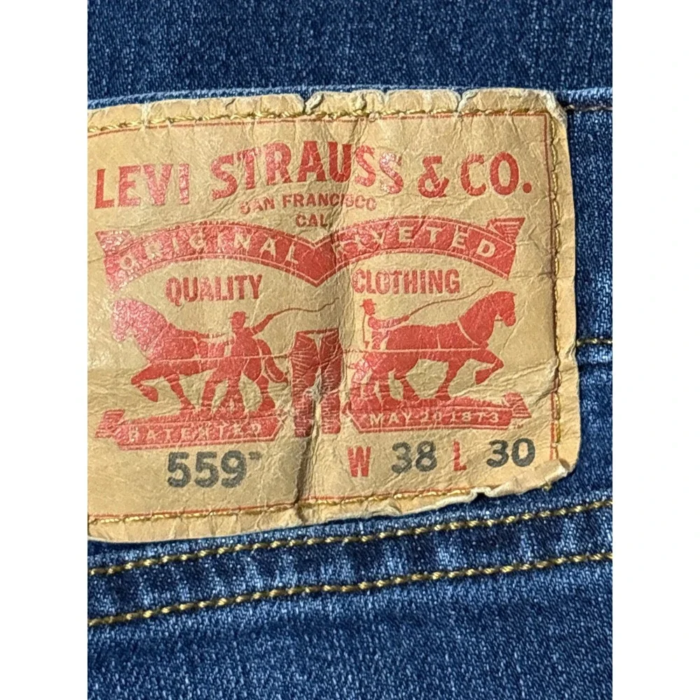 Levis 559 Relaxed Straight Jeans Mens 38X30 Blue Medium Wash Denim Pants